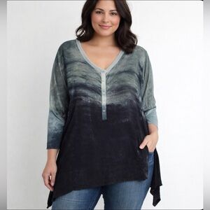 Johnny Was /Pete & Greta Velvet Tie Dye Oversized Boho Tunic Top Size Small